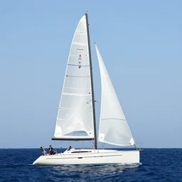 yacht sailing in the sea on a clear day, realistic photo, ultra hd,