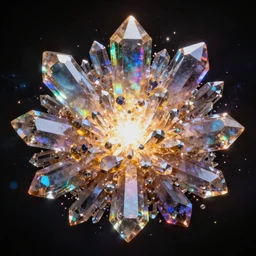 nuclear explosion made from crystals, prism, rainbow crystals, explosion, astral