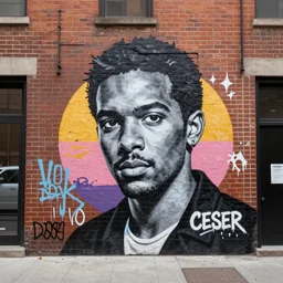 street art by Ceser on a brick wall in New York, photorealism, 8k, high detail, unreal engine
