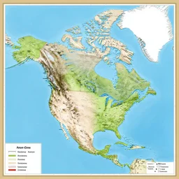 map of north america, detailed, infographic