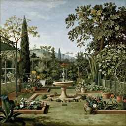A serene landscape of a garden by Guido Borelli da Caluso
