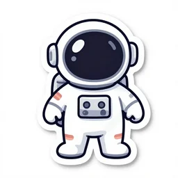cute astronaut sticker art, photorealistic, plain white background