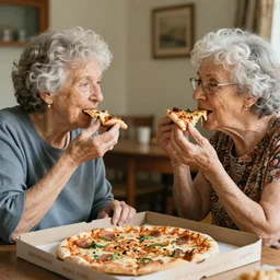 grandmas fighting over who can eat the pizza