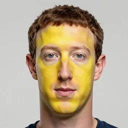 Mark Zuckerberg with bright yellow and porous looking skin
