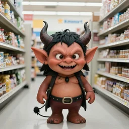 little demonic goblin inside a kmart store,