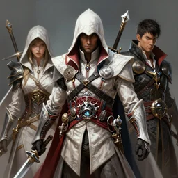 characters from assassin's creed, fantasy, intricate, elegant, highly detailed, digital painting, artstation, concept art, matte, sharp focus, illustration, hearthstone, art by beth cavener and ruan jia and conrad roset