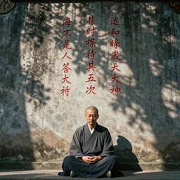 It was said that Master Batuo, the founder of Shaolin Monastery, had meditated in front of a wall for ten years until his shadow was carved into the stone. If so, Luo Ji could have inscribed his own shadow into this wall five times. strong imagery,highly detailed,photorealistic 8k,cinematic lighting,HD,high detail,atmospheric,trending on artstaion