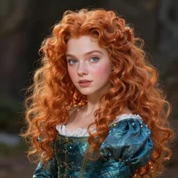 portrait of Princess Merida, retro and ethereal, expressive pose, Neon Art, highly detailed, digital painting, artstation, concept art, smooth, sharp focus, by Jean Auguste Dominique Ingres