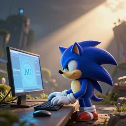 sonic using the computer, hd