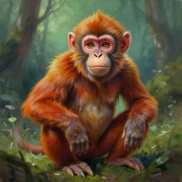 a beautiful painting of a vibrant humanlike monkey fantasy race. by craig mullins, featured on artstation