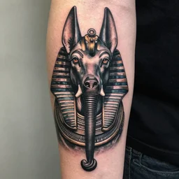 tattoo design, portrait of anubis by artgerm