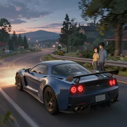 Need for Speed Most Wanted gameplay, by Makoto Shinkai and Thomas Kinkade, realistic matte painting, trending on cgsociety and unreal engine，light effect，highly detailed，super wide angle，