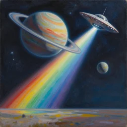 🌈⭐🪐☄🚀🛸, detailed painting, oil on canvas