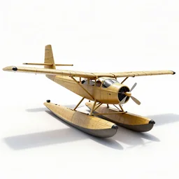 bamboo seaplane, high detail macro photography, isolated on a pure white background, centered, entire object in frame, sharp focus, soft studio lighting