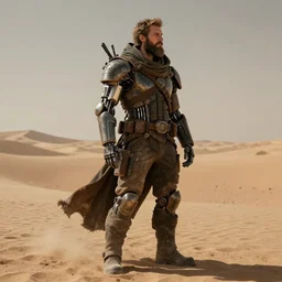 a bearded cloaked rugged engineer man with cybernetic enhancementslost in the desert, scifi character portrait by greg rutkowski, esuthio, craig mullins, fullbody portrait, cinematic lighting, dystopian scifi gear, gloomy, profile picture, mechanical, half robot, implants, steampunk