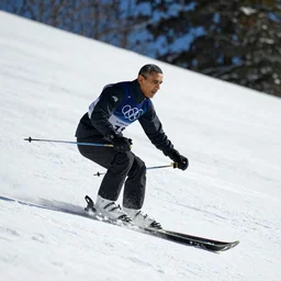 barack obama skiing down a hill