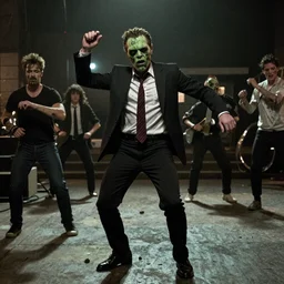 Austin Powers as a zombie dancing to thriller