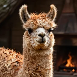 fract wood burning lichtenberg figure llama portrait