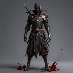 Full body profile of Male Victorian Gothic Ninja, hd, intricate, bloodborne, 8k, digital art