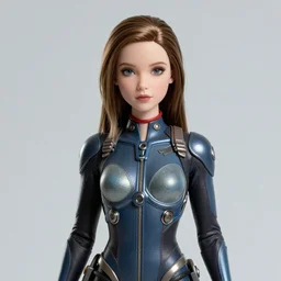 Adventure pulp portrait of a beautiful female dollpunk with thin lustrous hair wearing a full bodysuit, focus, detailed, realistic eyes, symmetric body features proportions, intricate details, award winning, by Tom Bagshaw