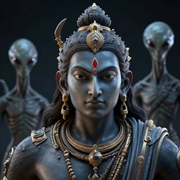 space, indian god, aliens, war, hindu, genome, masterpiece. rendered in blender, ultra realistic, smooth shading, ultra detailed, high resolution, cinematic, unreal 6, perfect face, cyberpunk, fine details, studio lighting, subtle shadows, art by katsuya terada, photorealism, hyper realism, octane render, hyper detailed, canon eos r 3, f / 1. 4, iso 2 0 0, 1 / 1 6 0 s, medium shot, 8 k, raw, unedited, in - frame,, - h 5 7 6