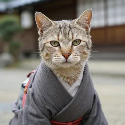 An elderly catgirl in rural japan, HD photo 35mm, professional photography, soft lighting. Wikimedia commons.