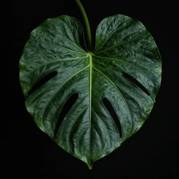 moody beautiful textured green leaf, volumetric dramatic light, dark black background, sharp focus, highly realistic, octane render, art by greg rutsowski