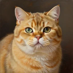 portrait of fat butterscotch cat, painting by Lori Earley