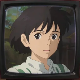 television head portrait lain by makoto shinkai concept art by syd mead
