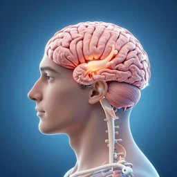 medical diagram of the inside of a man's brain as it achieves serene transcendent consciousness