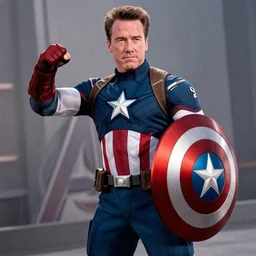 Arnold Schwarzenegger playing Captain America on The Avengers