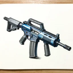 futuristic assault rifle, concept drawn by kid