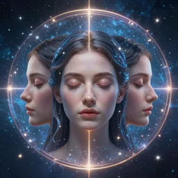 The true reality hides behind closed eyes United The Divine Trinity of Mind ,space & time 4k very intriguing Sapiential Divine Artificial imagination and Symmetry