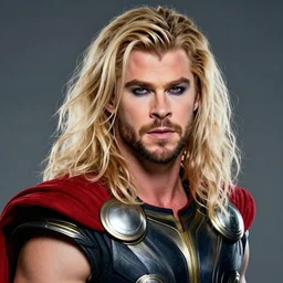 chris hemsworth as thor with tons of drag queen makeup, digital art, amazing detail, photorealistic