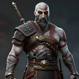 a modern god of war in the style of akira toriyama in the style of Hirohiko Araki detailed realistic High Resolution HD 8k