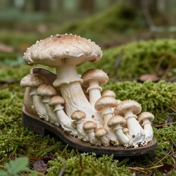 a shoe made of mushrooms