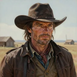 ultra realistic portrait painting of rick grimes as a western outlaw, art by michael sowa, 4 k, ultra realistic, highly detailed, epic lighting
