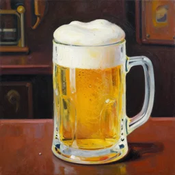 greg manchess still - life painting of a delicious mug of beer in an orcish dieselpunk bar, close - up, organic painting, matte painting, bold shapes, hard edges, street art, trending on artstation, by huang guangjian and gil elvgren and sachin teng