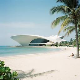 8 k film still, a tropical luxury beach resort by tadao ando and zaha hadid