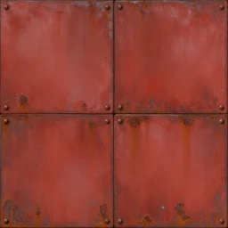 scifi, ghost in the shell, mamoru oshii, flat panels, rivets, cut lines, organic, diffuse texture, dull red flaking paint, bright rusty metal wall seamless game texture, by dean cornwell, nc wyeth, painterly, 4 k, textures. com, high resolution, paintchips