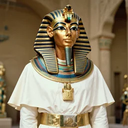 a film still of the pope dressed in egyptian style as the faraoh, in the 1 0 commandments ( 1 9 5 6 ), technicolor color
