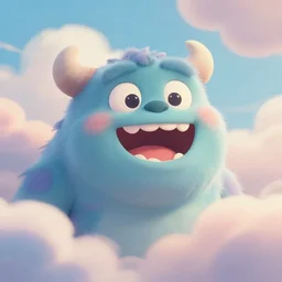 soft pleasing - palette friendly colossal joyous laughing monster friendly giant wind spirit goliath face, close - up, pleasing palette, undulating nebulous clouds, adorable, friendly, dyllic cumulonimbus still from fantasia pastel from fantasia ( 1 9 4 1 )