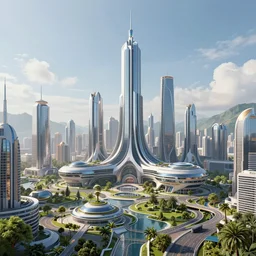 a detailed render of a utopian futurist city, trending on cgsociety, 4 k