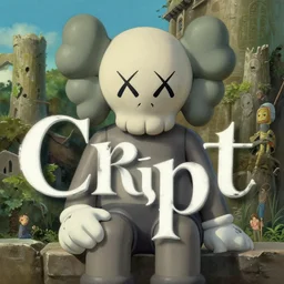 typography ruined crypt, by kaws, studio ghibli by tim hildebrandt, michael whelan, background environment. sharpen. an intricate, elegant, highly detailed digital painting, concept art, smooth