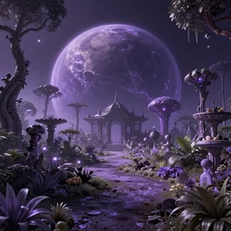 ground plan for an alien planet, ethereal garden, mauve, cinematographic light, realistic 8k