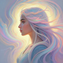 side profile painted portrait, maya ali, wind wizard, d & d, matte painting concept art, art nouveau, beautifully backlit, swirly vibrant color lines ripples, pastel colors, aesthetic octane render, 8 k hd resolution, by ilya kuvshinov and cushart krentz and gilleard james