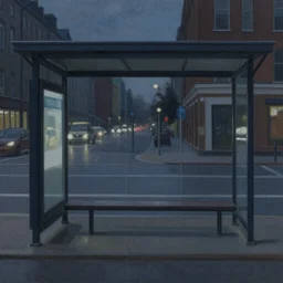 dark city bus stop, painting by Simon Ståhlberg,ArtStation