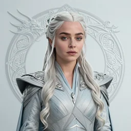 beautiful, ethereal daenerys targaryen ( khaleesi ) portrait, intricate art deco dragon designs, elegant, highly detailed burning background, sharp focus, game of thrones art by artgerm and beeple and greg rutkowski and wlop
