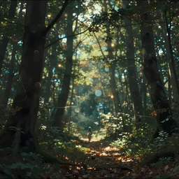 landscape, by ismail inceoglu, by maria sibylla merian, illustration, bokeh, cinematic, filmic, glamor shot, cinematic lighting, ray tracing reflections, rtx, woodland, cinematic