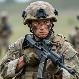 special forces soldier, photography, highly detailed, brave, dirty face